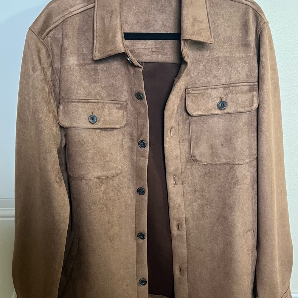 Stylish and versatile Brown Suede Button-Up Jacket